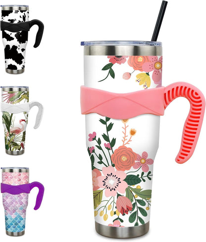 40 oz Tumbler with Handle and Straw 40oz Blue Purple Butterfly Cup Insulated Coffee Travel Mug Spill Proof Leak Proof 40 ounce Stainless Steel Slim 40 oz tumbler with handle and Lid