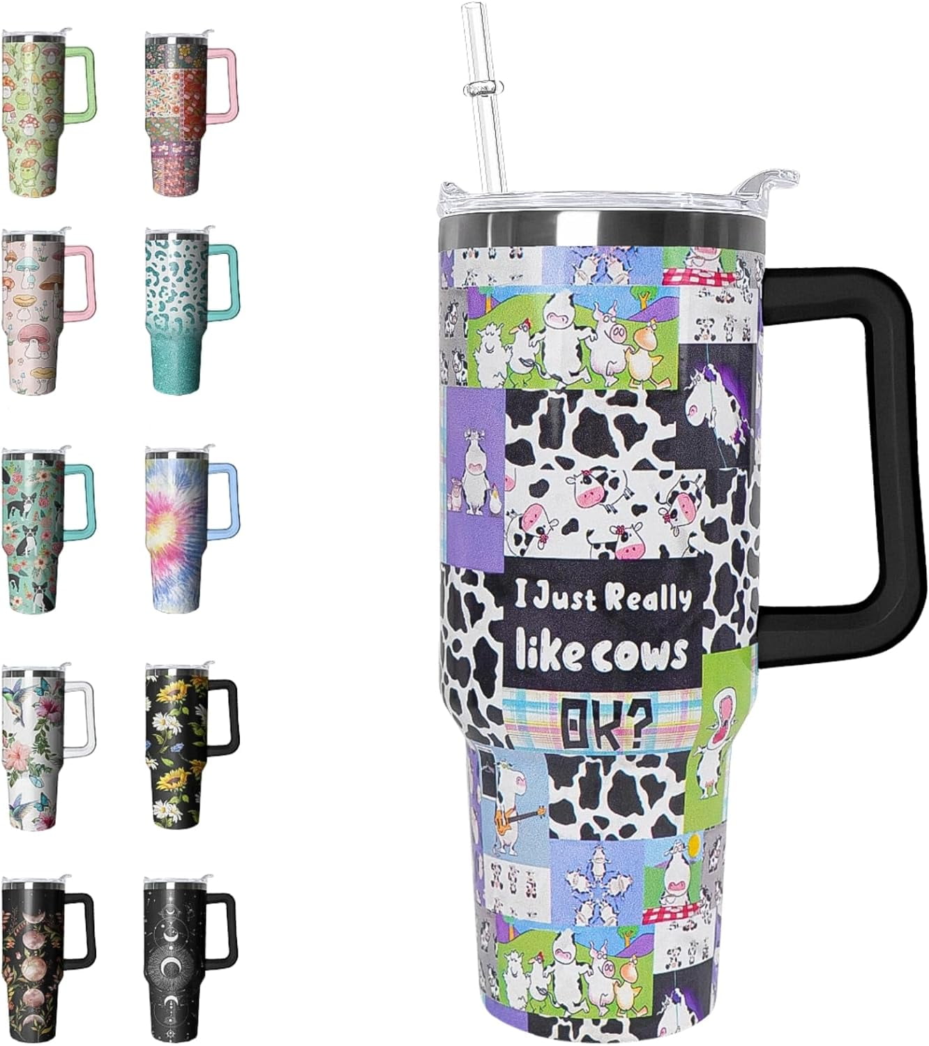 40 oz Tumbler with Handle and Straw Leak Proof Tumbler 40 oz Insulated Cup with Handle Hummingbird Coffee Travel Mug 40 oz Hummingbird Tumbler with Handle Hummingbird Gifts for Women
