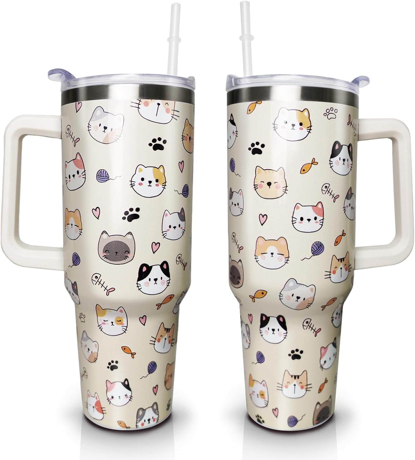 40 oz Tumbler with Handle and Straw Lid, Purple Butterfly Insulated Cup, Double Vacuum Leak Proof Coffee Travel Mug, Flower Stainless Steel Water Bottle Gifts for Women Girls