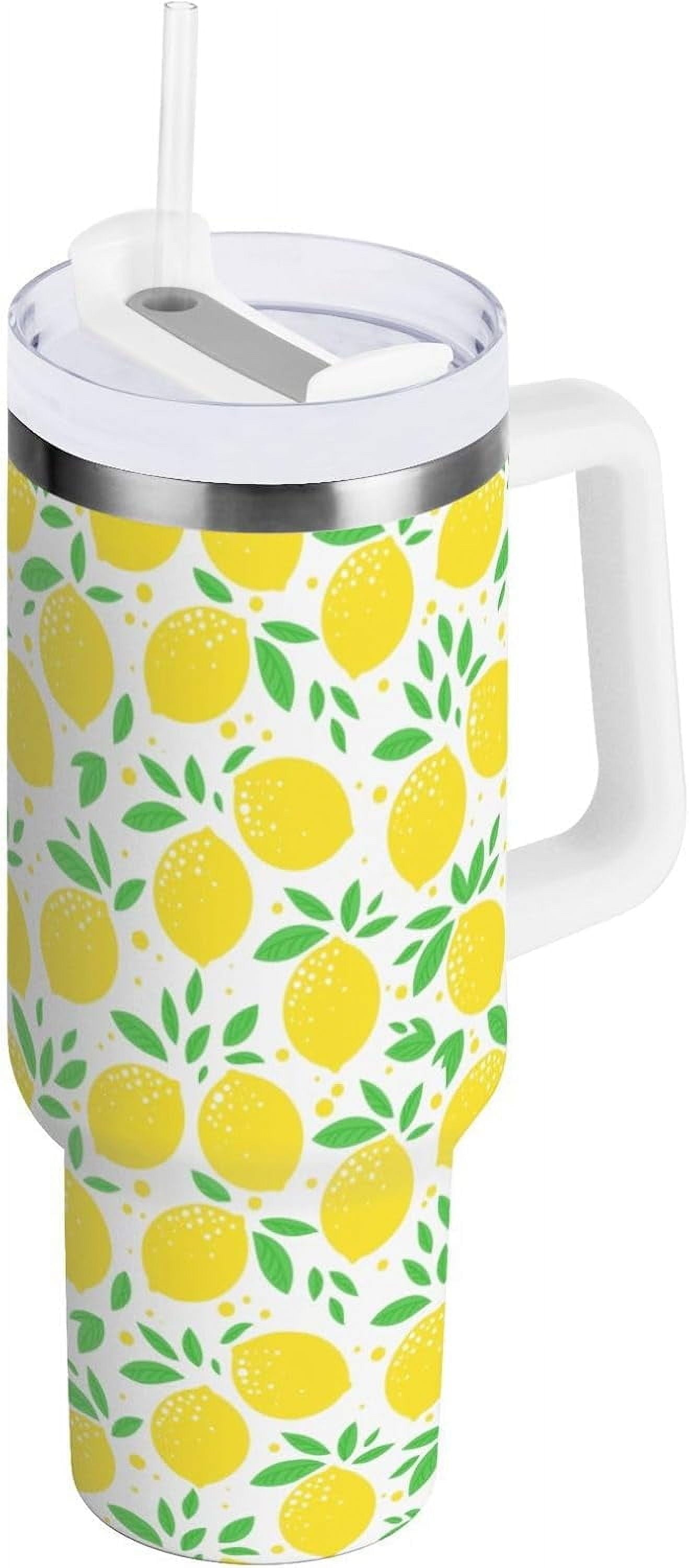 40 oz Tumbler with Handle Lid and Straw Insulated Water Tumbler Stainless Steel Water Cup Mug Bottle Reusable Cup Holder Friendly Polka Dot White