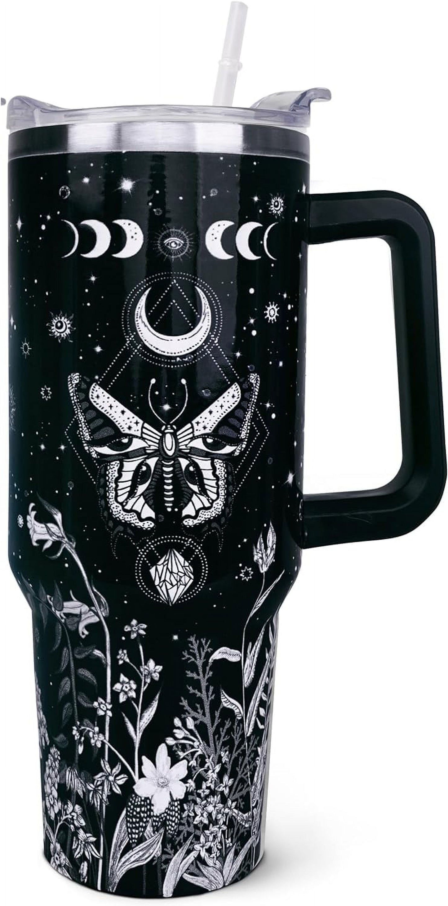 40 oz Tumbler with Handle and Straw, Highland Cow Tumbler with Leak Proof Lid, Reusable Stainless Steel Insulated Travel Coffee Mug, Highland Cow Gifts for Cow Lovers