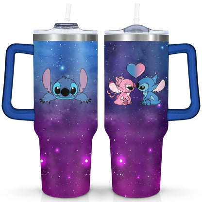 40oz Cartoon Movie Stainless Steel Tumbler with Lid and Straw,Spill Proof Cartoon Travel Cup for Cartoon Lovers Double Wall Vacuum Insulated Coffee Mug with Handle Pink