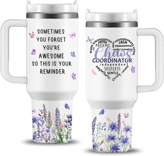 40oz Chaos Coordinator Tumbler with Handle, Chaos Coordinator Gifts, Chaos Coordinator Travel Mug Cup, Chaos Coordinator Gifts for Women, Thank You Gifts for Women/Manager/Coworkers
