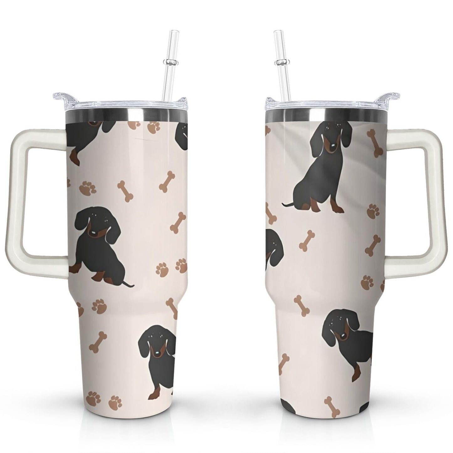 Gift for Dog Lovers Cute Dog Tumbler for Women - 40oz Dog Tumblers with Handle Straw and Lid Tumbler Cup Travel Coffee Mug