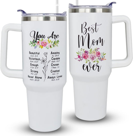 40oz Mom Tumbler with Handle Mamasaurus cup, Mom Gifts from Daughter/Son,Mama Birthday gifts, Mother''s Day Gift for Mama， Best Mother In Law Gift,Mother Coffee cup Stainless Steel Travel Mugs