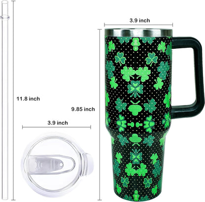40oz Easter Bunny Tumbler with Handle and Straw, Rabbit Stainless Steel Travel Mug Water Bottle, Vacuum Insulated Cup, Gifts for Women Bunny Lovers