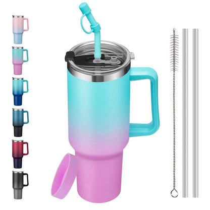 SUNSOC 40oz Insulated Tumbler with Handle and Straw – Stainless Steel Travel Mug, BPA-Free, Leakproof, Keeps Drinks Cold & Hot