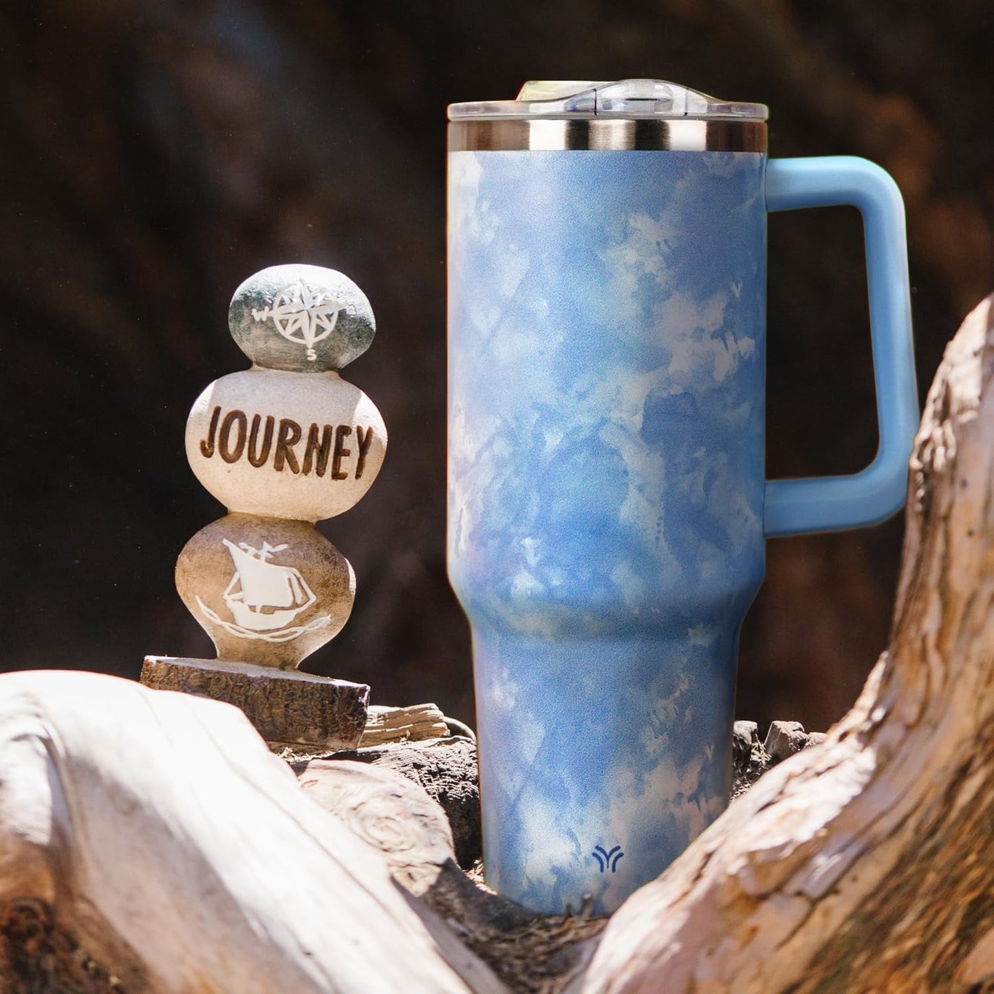 40oz Tumbler with Handle and Straw Lid | Vacuum Insulated Leak Proof Tumbler | Stainless Steel Travel Mug Water Bottle Cup Keeps Cold & Hot | Terrazzo