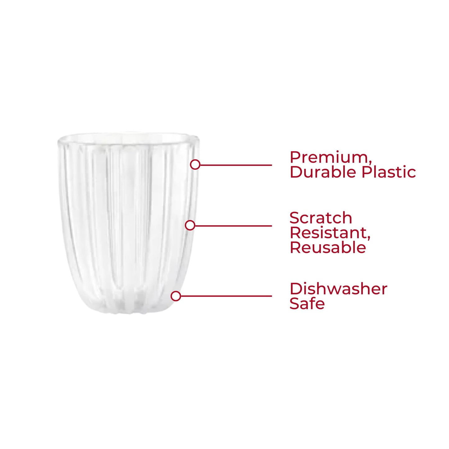 GUZZINI Dolcevita 12oz Low Tumblers (Set of 6) Mother of Pearl - 100% Recycled Plastic - Unbreakable, Reusable, BPA-Free, Iced Coffee, Smoothie, Water - Stackable Cup for Kids, Home & Kitchen