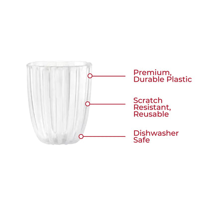 GUZZINI Dolcevita 12oz Low Tumblers (Set of 6) Mother of Pearl - 100% Recycled Plastic - Unbreakable, Reusable, BPA-Free, Iced Coffee, Smoothie, Water - Stackable Cup for Kids, Home & Kitchen
