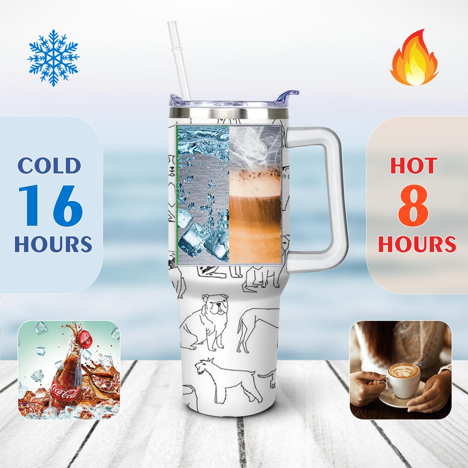 Gift for Dog Lovers Cute Dog Tumbler for Women - 40oz Dog Tumblers with Handle Straw and Lid Tumbler Cup Travel Coffee Mug