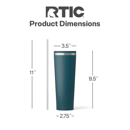 RTIC 28 oz Ceramic Lined Everyday Tumbler, Spill-Resistant Straw Lid, Marine