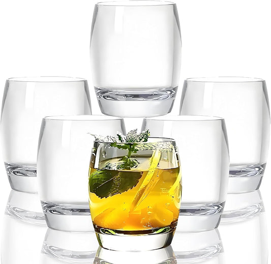 8 Oz Set of 6 Plastic Drinking Glasses Dishwasher Safe BPA Free Unbreakable Juice Glasses for Kids Shatterproof Wine Water Glasses Acrylic Tumblers (Clear)