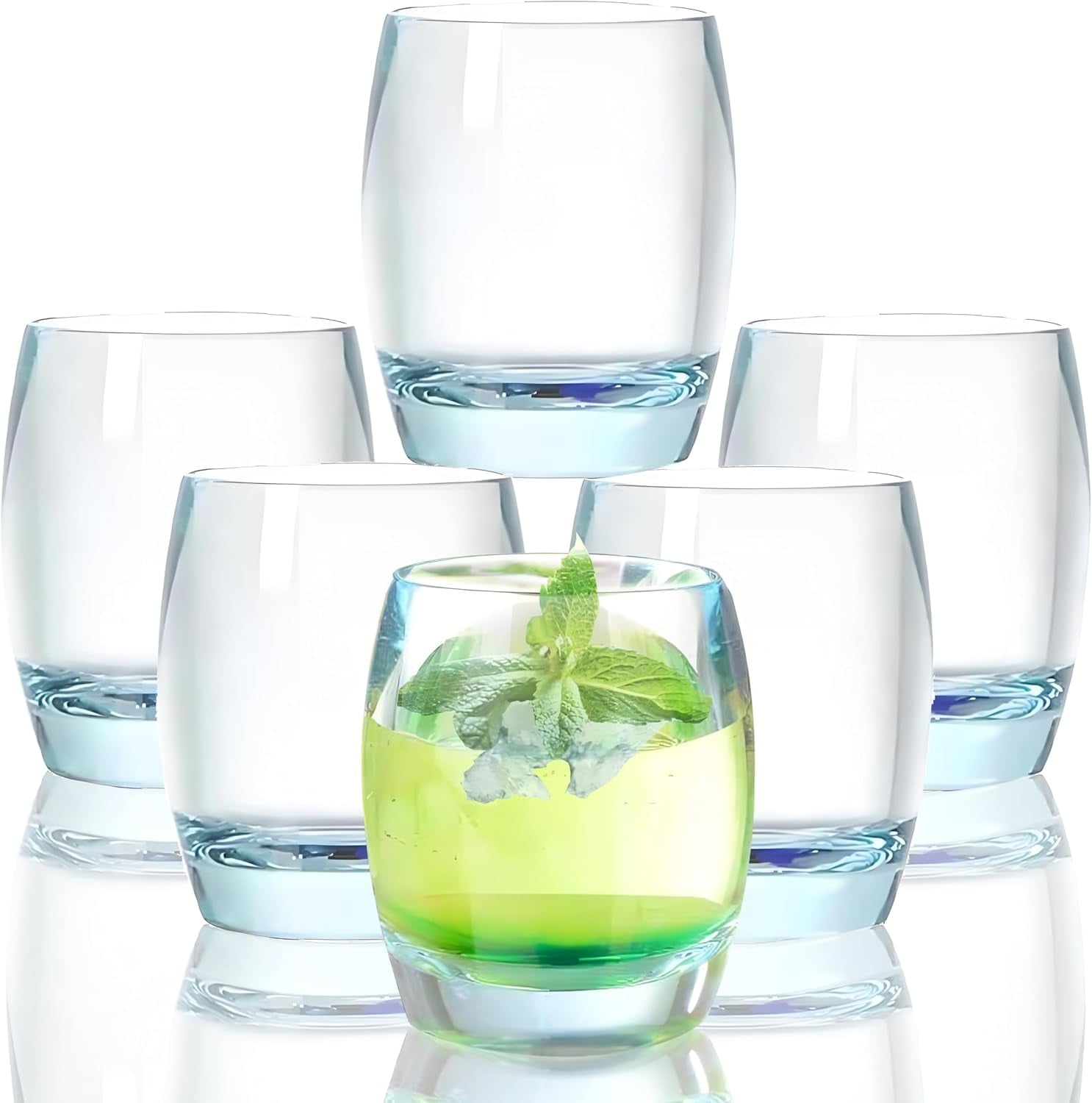 8 Oz Set of 6 Plastic Drinking Glasses Dishwasher Safe BPA Free Unbreakable Juice Glasses for Kids Shatterproof Wine Water Glasses Acrylic Tumblers (Light Blue)