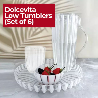 GUZZINI Dolcevita 12oz Low Tumblers (Set of 6) Mother of Pearl - 100% Recycled Plastic - Unbreakable, Reusable, BPA-Free, Iced Coffee, Smoothie, Water - Stackable Cup for Kids, Home & Kitchen