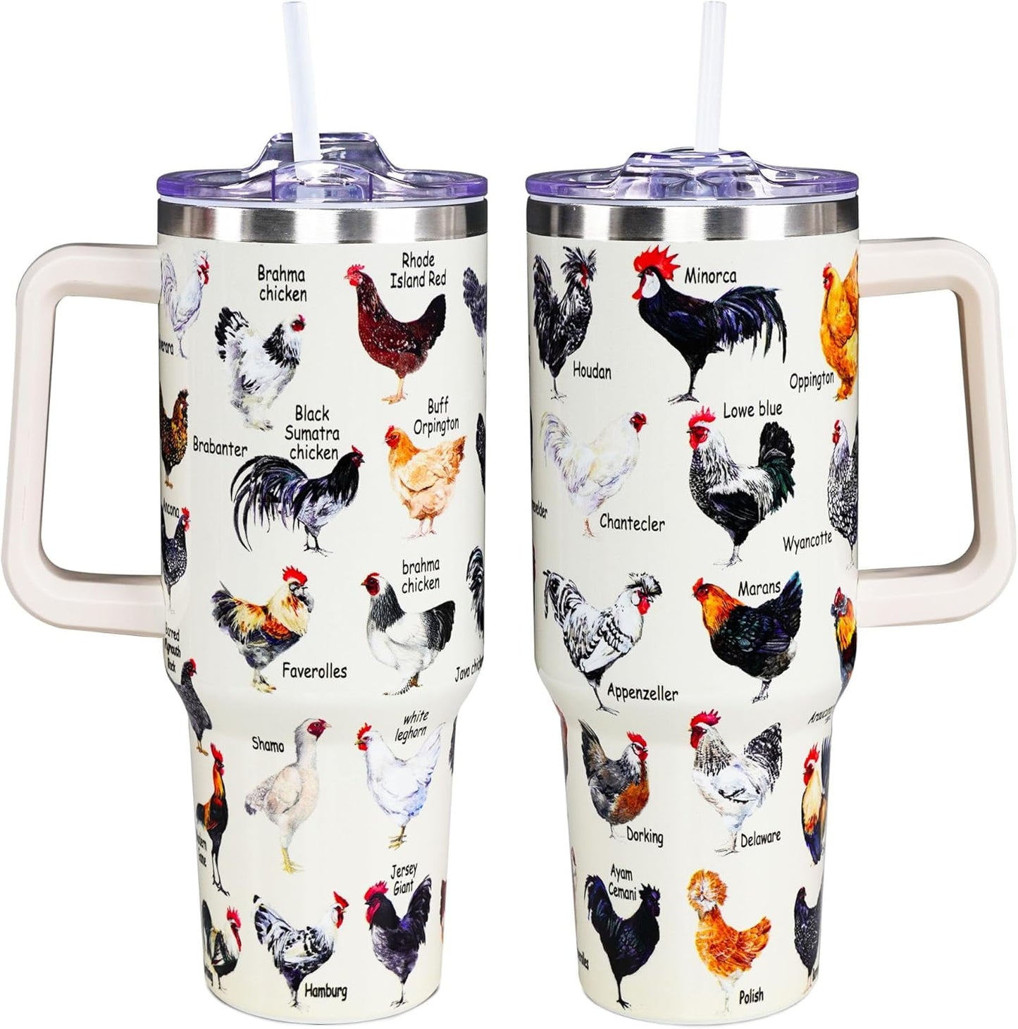 Chicken Tumbler Cup 40 OZ, Chicken Gifts For Chicken Lovers, Chicken Mom Gifts, Funny Chicken Gifts for Women Men, Chicken Themed Gifts for Christmas, Mothers Day, Birthday Rooster Travel Mug