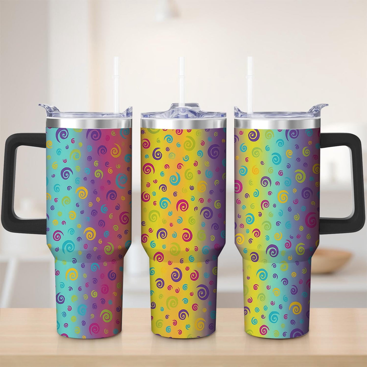Colorful Spiral Gradient Stainless Steel Tumbler, 30oz