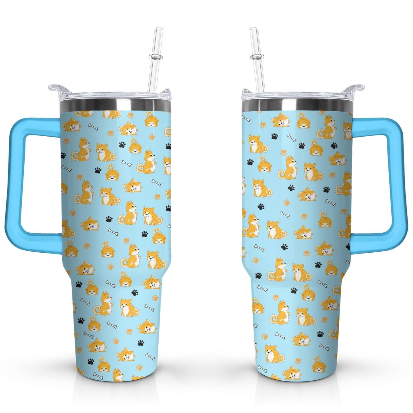 Gift for Dog Lovers Cute Dog Tumbler for Women - 40oz Dog Tumblers with Handle Straw and Lid Tumbler Cup Travel Coffee Mug