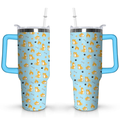 Gift for Dog Lovers Cute Dog Tumbler for Women - 40oz Dog Tumblers with Handle Straw and Lid Tumbler Cup Travel Coffee Mug