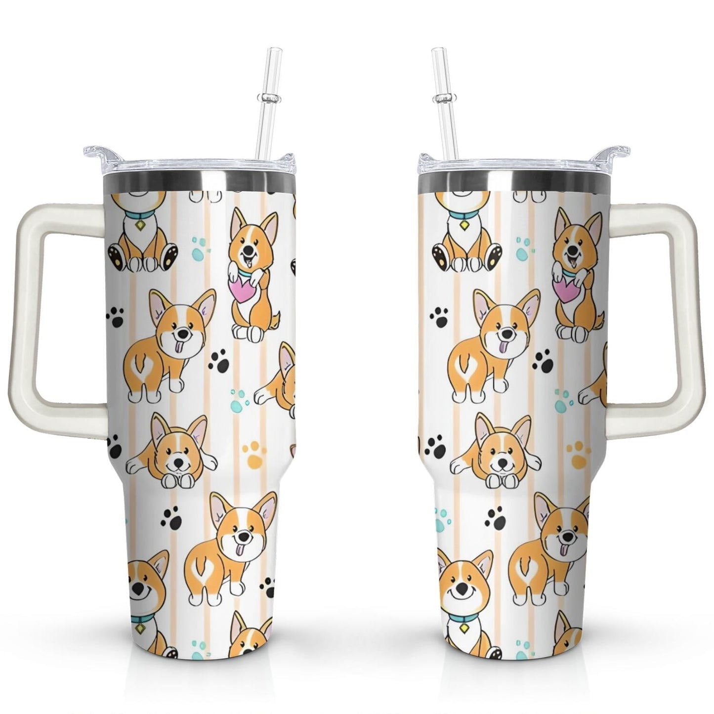 Gift for Dog Lovers Cute Dog Tumbler for Women - 40oz Dog Tumblers with Handle Straw and Lid Tumbler Cup Travel Coffee Mug