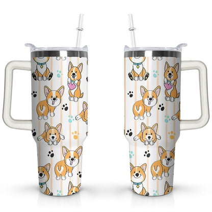 Gift for Dog Lovers Cute Dog Tumbler for Women - 40oz Dog Tumblers with Handle Straw and Lid Tumbler Cup Travel Coffee Mug