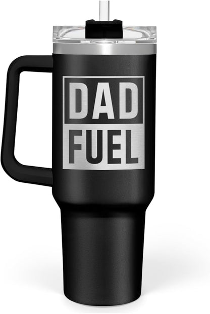 Best Dad Ever Tumbler with Handle 40oz Stainless Steel Insulated - Dad Gifts for Dad from Daughter Son - Coffee Tumbler for Dad Father''s Day Birthday Christmas Cup Gift Set with Lid & Straw