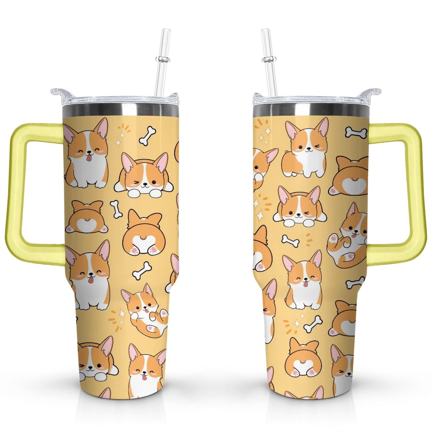 Gift for Dog Lovers Cute Dog Tumbler for Women - 40oz Dog Tumblers with Handle Straw and Lid Tumbler Cup Travel Coffee Mug