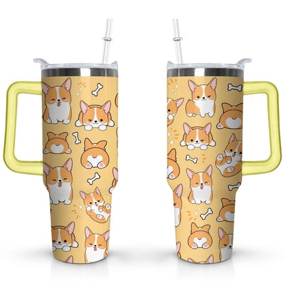 Gift for Dog Lovers Cute Dog Tumbler for Women - 40oz Dog Tumblers with Handle Straw and Lid Tumbler Cup Travel Coffee Mug