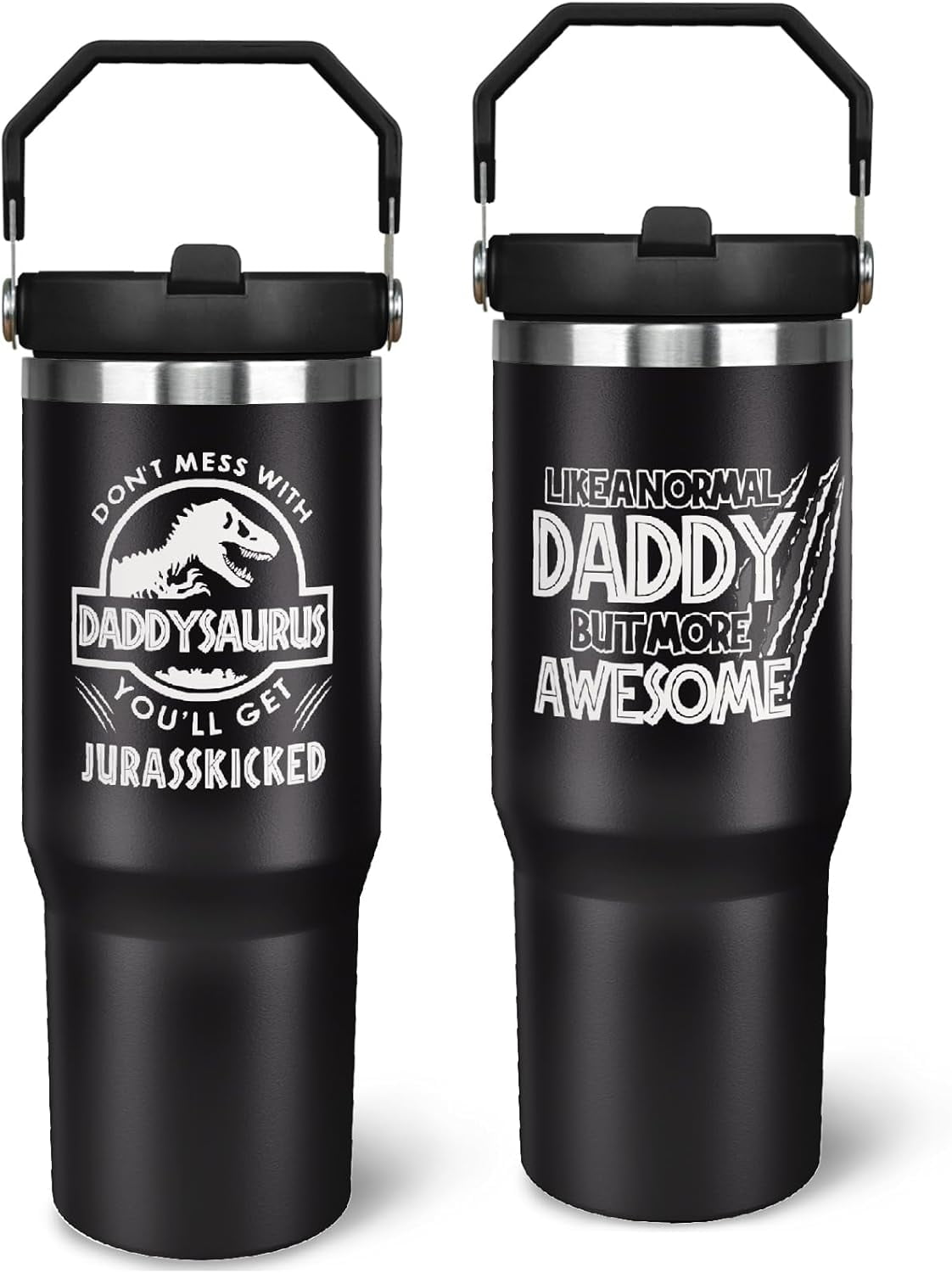 Father''s Day Gifts for Dad 30oz Tumbler with Handle and Straw Vacuum Insulated Water Bottle Stainless Steel, Leak Proof Travel Mug Proud Papa Cup for Men Birthday Christmas Gift from Daughter Son
