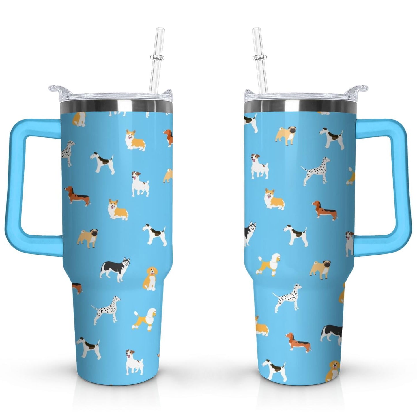 Gift for Dog Lovers Cute Dog Tumbler for Women - 40oz Dog Tumblers with Handle Straw and Lid Tumbler Cup Travel Coffee Mug