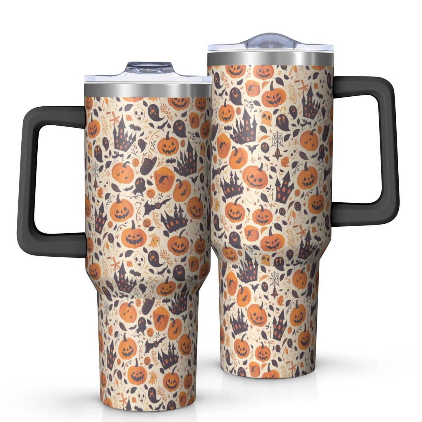 Halloween Style Mega Mug 40oz – Stainless Steel Insulated Tumbler with Handle and Straw, Large Capacity Travel Cup for Hot & Cold Drinks