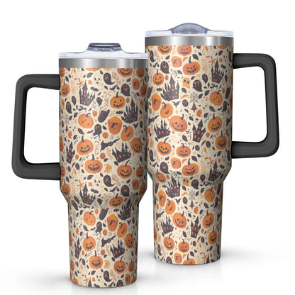 Halloween Style Mega Mug 40oz – Stainless Steel Insulated Tumbler with Handle and Straw, Large Capacity Travel Cup for Hot & Cold Drinks