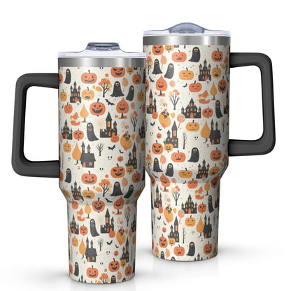 Halloween Style Mega Mug 40oz – Stainless Steel Insulated Tumbler with Handle and Straw, Large Capacity Travel Cup for Hot & Cold Drinks