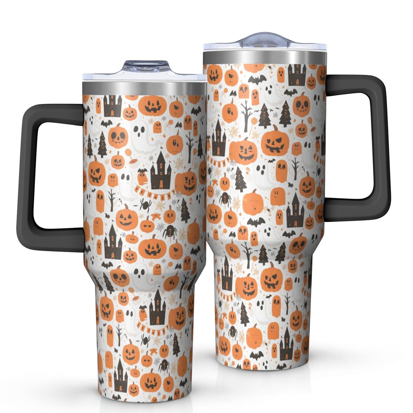 Halloween Style Mega Mug 40oz – Stainless Steel Insulated Tumbler with Handle and Straw, Large Capacity Travel Cup for Hot & Cold Drinks