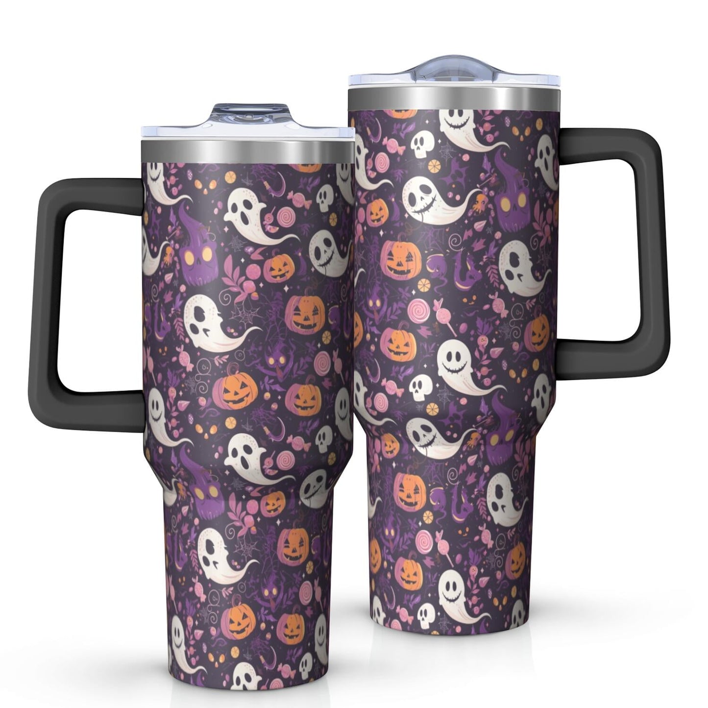 Halloween Style Mega Mug 40oz – Stainless Steel Insulated Tumbler with Handle and Straw, Large Capacity Travel Cup for Hot & Cold Drinks