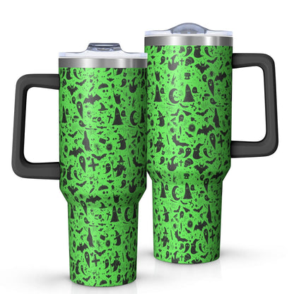 Halloween Style Mega Mug 40oz – Stainless Steel Insulated Tumbler with Handle and Straw, Large Capacity Travel Cup for Hot & Cold Drinks