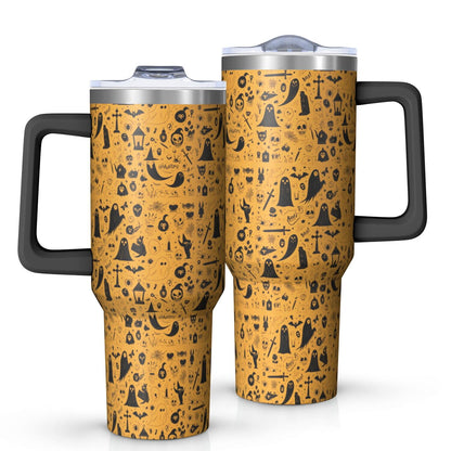 Halloween Style Mega Mug 40oz – Stainless Steel Insulated Tumbler with Handle and Straw, Large Capacity Travel Cup for Hot & Cold Drinks