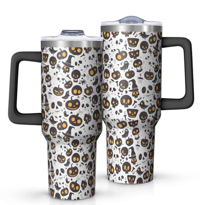 Halloween Style Mega Mug 40oz – Stainless Steel Insulated Tumbler with Handle and Straw, Large Capacity Travel Cup for Hot & Cold Drinks