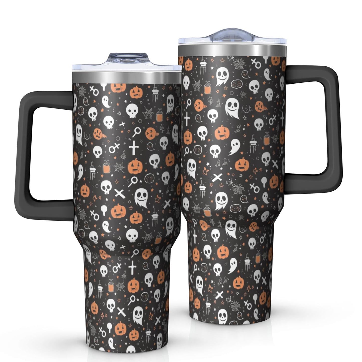 Halloween Style Mega Mug 40oz – Stainless Steel Insulated Tumbler with Handle and Straw, Large Capacity Travel Cup for Hot & Cold Drinks