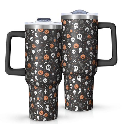 Halloween Style Mega Mug 40oz – Stainless Steel Insulated Tumbler with Handle and Straw, Large Capacity Travel Cup for Hot & Cold Drinks