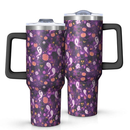 Halloween Style Mega Mug 40oz – Stainless Steel Insulated Tumbler with Handle and Straw, Large Capacity Travel Cup for Hot & Cold Drinks