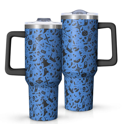 Halloween Style Mega Mug 40oz – Stainless Steel Insulated Tumbler with Handle and Straw, Large Capacity Travel Cup for Hot & Cold Drinks
