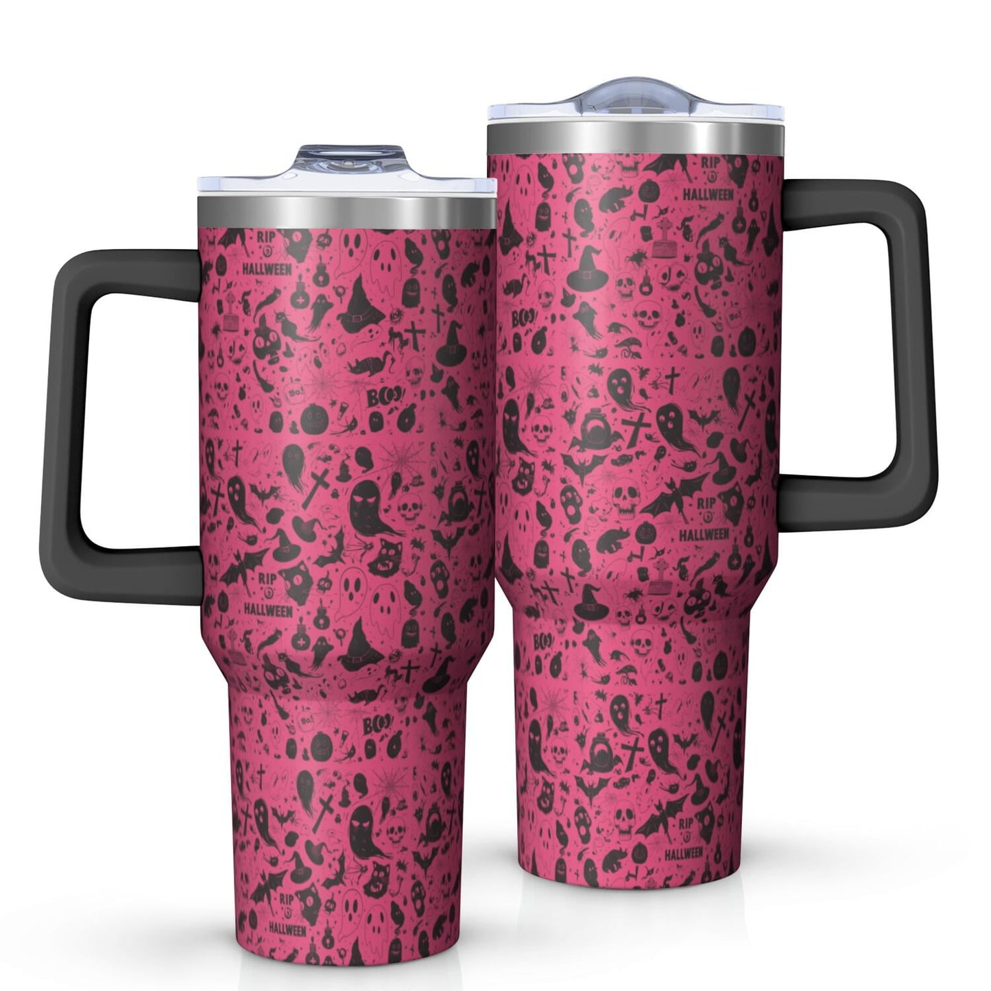 Halloween Style Mega Mug 40oz – Stainless Steel Insulated Tumbler with Handle and Straw, Large Capacity Travel Cup for Hot & Cold Drinks