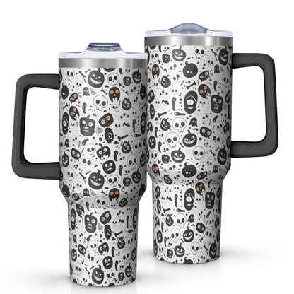 Halloween Style Mega Mug 40oz – Stainless Steel Insulated Tumbler with Handle and Straw, Large Capacity Travel Cup for Hot & Cold Drinks