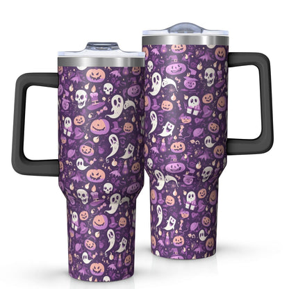 Halloween Style Mega Mug 40oz – Stainless Steel Insulated Tumbler with Handle and Straw, Large Capacity Travel Cup for Hot & Cold Drinks