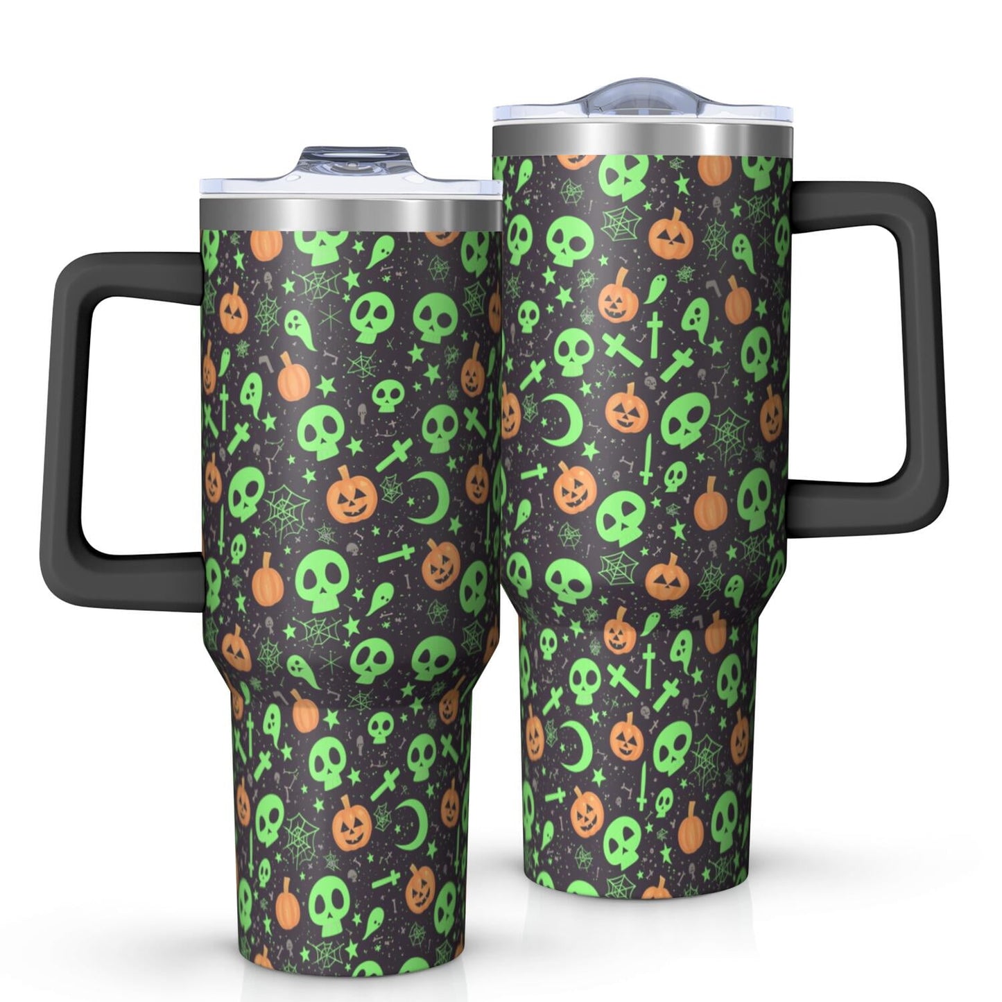 Halloween Style Mega Mug 40oz – Stainless Steel Insulated Tumbler with Handle and Straw, Large Capacity Travel Cup for Hot & Cold Drinks