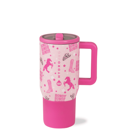 HydroJug Traveler 20 oz Water Bottle, Stainless Steel Insulated Tumbler with Flip Straw and Handle - Pink Sand