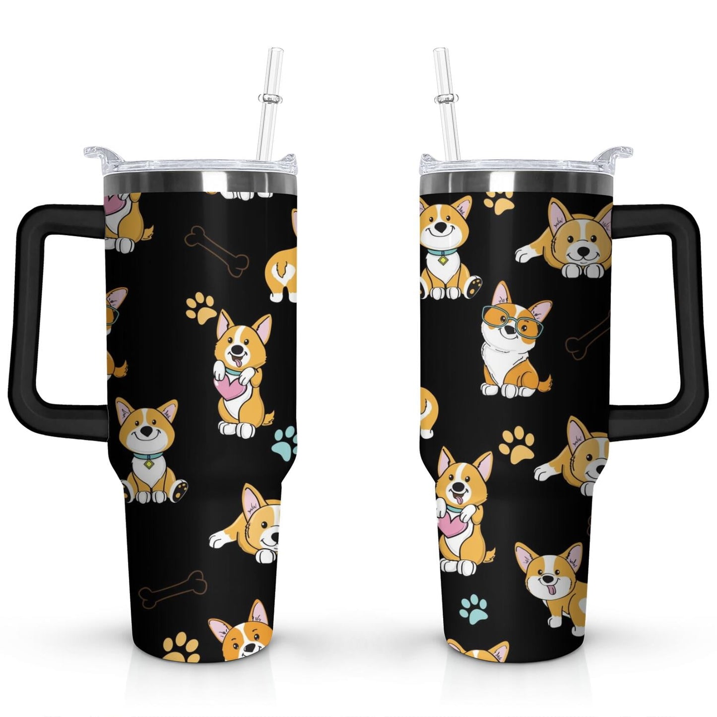 Gift for Dog Lovers Cute Dog Tumbler for Women - 40oz Dog Tumblers with Handle Straw and Lid Tumbler Cup Travel Coffee Mug