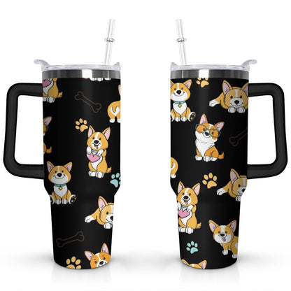 Gift for Dog Lovers Cute Dog Tumbler for Women - 40oz Dog Tumblers with Handle Straw and Lid Tumbler Cup Travel Coffee Mug