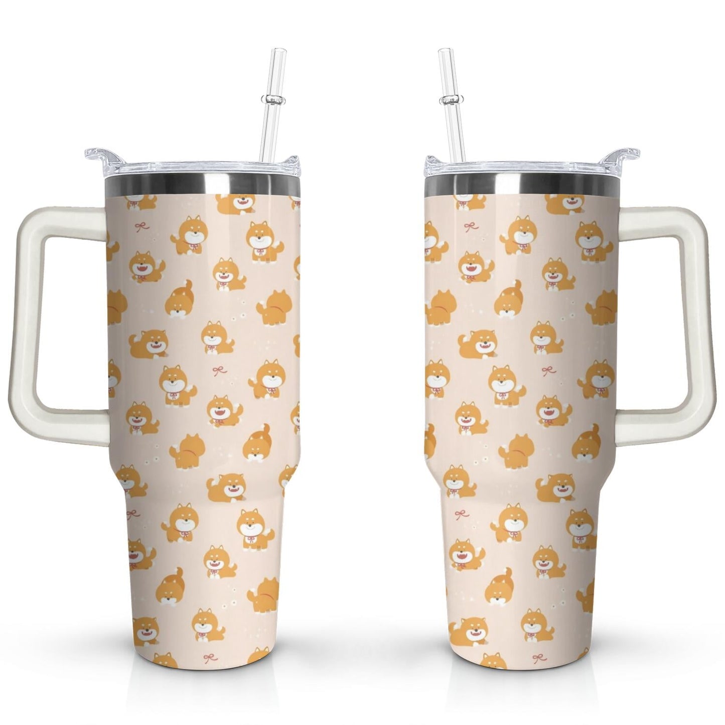 Gift for Dog Lovers Cute Dog Tumbler for Women - 40oz Dog Tumblers with Handle Straw and Lid Tumbler Cup Travel Coffee Mug